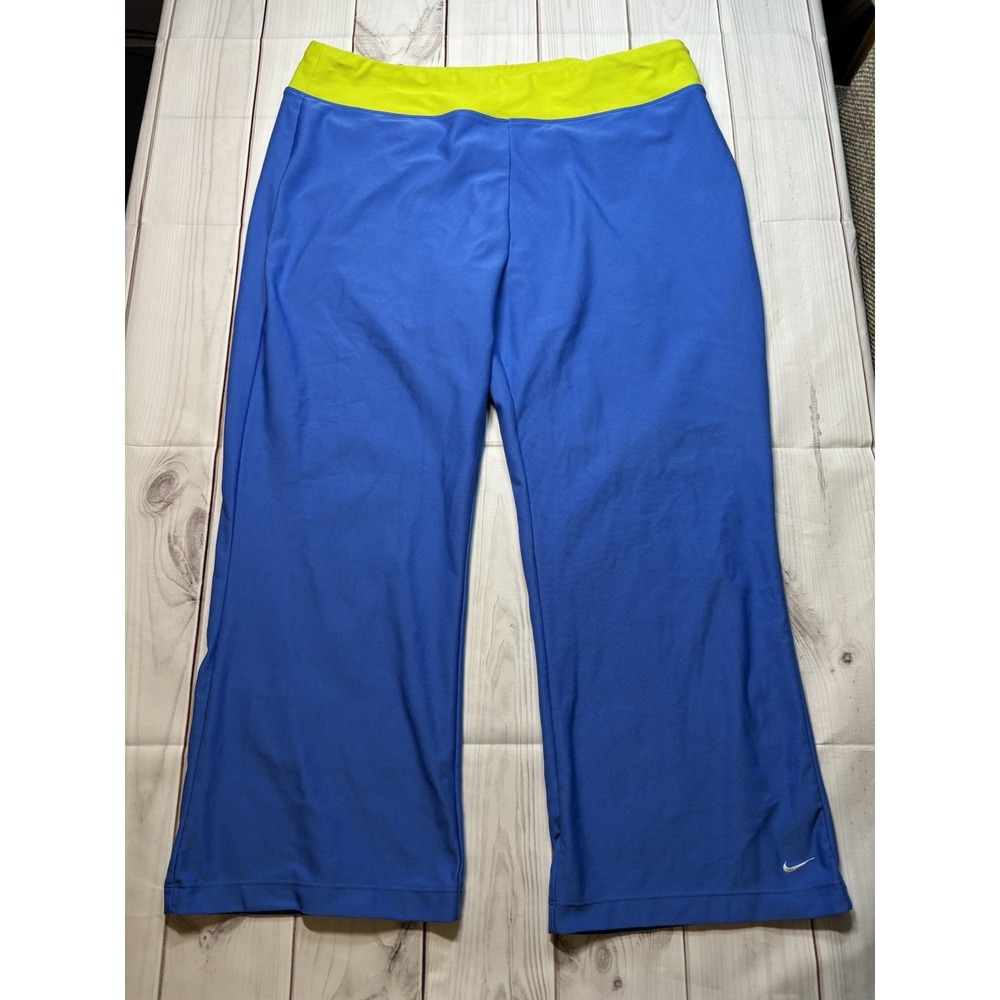 Nike Dri-FIT Women Blue Cropped Leggings Athletic Capri Pants XL